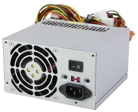 Power supply unit, ATX form factor, with 80mm rear exhaust fan