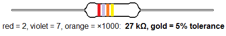 Example of resistor color codes